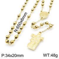 Titanium Steel 18K Gold Plated Simple Style Classic Style Commute Plating Cross Pendant Necklace sku image 9