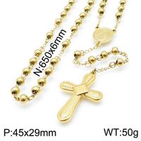Titanium Steel 18K Gold Plated Simple Style Classic Style Commute Plating Cross Pendant Necklace sku image 12