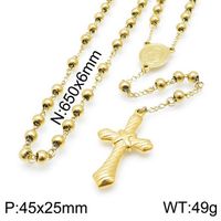 Titanium Steel 18K Gold Plated Simple Style Classic Style Commute Plating Cross Pendant Necklace sku image 13