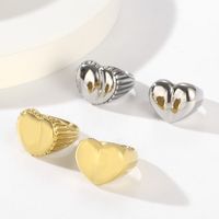 Titanium Steel 18K Gold Plated Hip-Hop Retro Commute Plating Heart Shape Rings main image 1