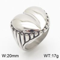 Titanium Steel 18K Gold Plated Hip-Hop Retro Commute Plating Heart Shape Rings sku image 1