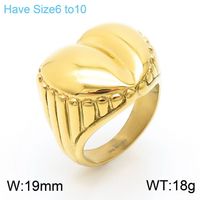 Titanium Steel 18K Gold Plated Hip-Hop Retro Commute Plating Heart Shape Rings sku image 12