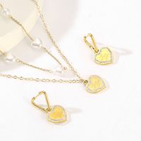 Titanium Steel 18K Gold Plated Simple Style Classic Style Inlay Heart Shape Rhinestones Earrings Necklace main image 4