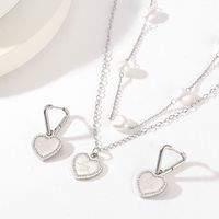 Titanium Steel 18K Gold Plated Simple Style Classic Style Inlay Heart Shape Rhinestones Earrings Necklace main image 3