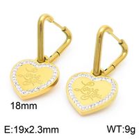 Titanium Steel 18K Gold Plated Simple Style Classic Style Inlay Heart Shape Rhinestones Earrings Necklace sku image 2