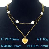 Titanium Steel 18K Gold Plated Simple Style Classic Style Inlay Heart Shape Rhinestones Earrings Necklace sku image 4