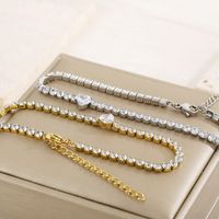 Simple Style Classic Style Heart Shape Titanium Steel 18K Gold Plated Zircon Tennis Bracelet In Bulk main image 6