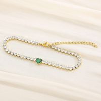 Simple Style Classic Style Heart Shape Titanium Steel 18K Gold Plated Zircon Tennis Bracelet In Bulk sku image 6