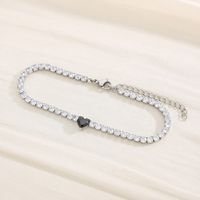 Simple Style Classic Style Heart Shape Titanium Steel 18K Gold Plated Zircon Tennis Bracelet In Bulk sku image 3