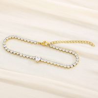 Simple Style Classic Style Heart Shape Titanium Steel 18K Gold Plated Zircon Tennis Bracelet In Bulk sku image 9