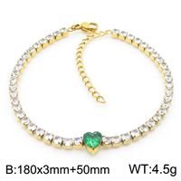 Basic Heart Shape Titanium Steel 18K Gold Plated Zircon Tennis Bracelet In Bulk sku image 5