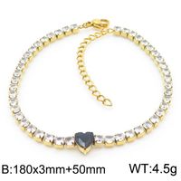 Basic Heart Shape Titanium Steel 18K Gold Plated Zircon Tennis Bracelet In Bulk sku image 7