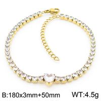 Basic Heart Shape Titanium Steel 18K Gold Plated Zircon Tennis Bracelet In Bulk sku image 8
