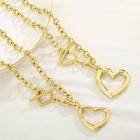 Titanium Steel 18K Gold Plated Simple Style Classic Style Plating Heart Shape Bracelets Necklace main image 3
