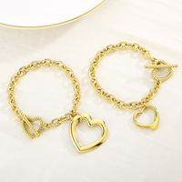 Titanium Steel 18K Gold Plated Simple Style Classic Style Plating Heart Shape Bracelets Necklace main image 1