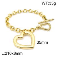 Acero Titanio Chapados en oro de 18k Estilo Simple Estilo Clásico Enchapado Forma De Corazón Pulsera Collar sku image 6