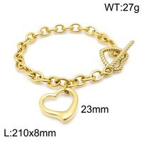 Acero Titanio Chapados en oro de 18k Estilo Simple Estilo Clásico Enchapado Forma De Corazón Pulsera Collar sku image 5