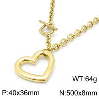 Acero Titanio Chapados en oro de 18k Estilo Simple Estilo Clásico Enchapado Forma De Corazón Pulsera Collar sku image 7