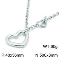 Acero Titanio Chapados en oro de 18k Estilo Simple Estilo Clásico Enchapado Forma De Corazón Pulsera Collar sku image 3