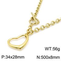 Acero Titanio Chapados en oro de 18k Estilo Simple Estilo Clásico Enchapado Forma De Corazón Pulsera Collar sku image 8