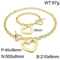 Titanium Steel 18K Gold Plated Simple Style Classic Style Plating Heart Shape Bracelets Necklace sku image 12