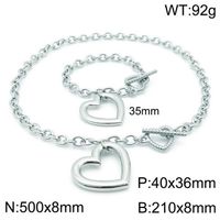 Titanium Steel 18K Gold Plated Simple Style Classic Style Plating Heart Shape Bracelets Necklace sku image 10