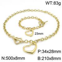 Titanium Steel 18K Gold Plated Simple Style Classic Style Plating Heart Shape Bracelets Necklace sku image 11