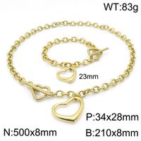 Acero Titanio Chapados en oro de 18k Estilo Simple Estilo Clásico Enchapado Forma De Corazón Pulsera Collar sku image 11