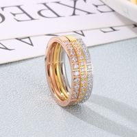 Titanium Steel 18K Gold Plated Simple Style Classic Style Inlay Solid Color Zircon Rings main image 4