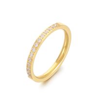 Titanium Steel 18K Gold Plated Simple Style Classic Style Inlay Solid Color Zircon Rings main image 3