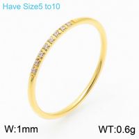Titanium Steel 18K Gold Plated Simple Style Classic Style Inlay Solid Color Zircon Rings sku image 11