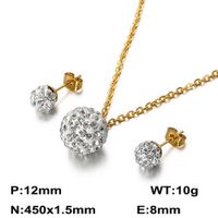 Titanium Steel 18K Gold Plated Elegant Inlay Geometric Zircon Earrings Necklace sku image 7
