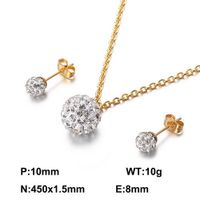 Titanium Steel 18K Gold Plated Elegant Inlay Geometric Zircon Earrings Necklace sku image 6