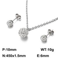 Titanium Steel 18K Gold Plated Elegant Inlay Geometric Zircon Earrings Necklace sku image 1