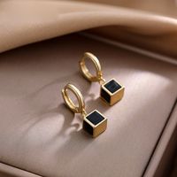 1 Pair Vintage Style Square Enamel Plating Alloy Gold Plated Drop Earrings main image 5
