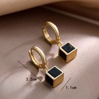 1 Pair Vintage Style Square Enamel Plating Alloy Gold Plated Drop Earrings main image 3