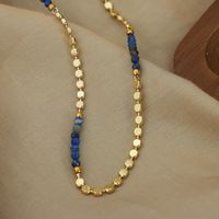 Lässig Ferien Einfacher Stil Geometrisch Ein Naturstein Titan Stahl Perlen Überzug 18 Karat Vergoldet Halskette main image 3