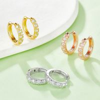 Elegant Solid Color Sterling Silver Gra Inlay Moissanite Rose Gold Plated White Gold Plated Gold Plated Earrings main image 1
