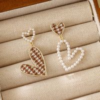 1 Pair Sweet Heart Shape Plating Alloy Gold Plated Drop Earrings sku image 1