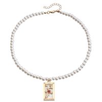 Lady Heart Shape Imitation Pearl Alloy Beaded Women's Pendant Necklace sku image 3