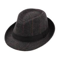Men's Retro British Style Lattice Crimping Fedora Hat sku image 1