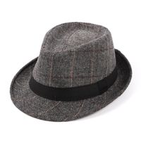Men's Retro British Style Lattice Crimping Fedora Hat main image 2