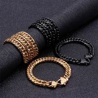 Stainless Steel 18K Gold Plated Hip-Hop Retro Plating Chain Solid Color Bracelets Necklace main image 6