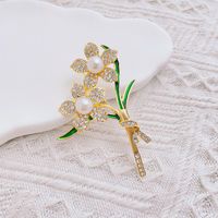 Fashion Flower Alloy Plating Inlay Artificial Gemstones Pearl Women's Brooches sku image 46