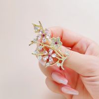 Fashion Flower Alloy Plating Inlay Artificial Gemstones Pearl Women's Brooches sku image 45