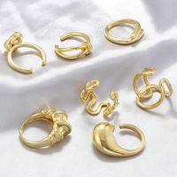 Casual Vintage Style Simple Style Irregular Water Droplets Copper 18k Gold Plated Open Rings In Bulk main image 4