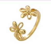 Casual Simple Style Classic Style Heart Shape Petal Snake Copper Plating Hollow Out Inlay Artificial Pearls Zircon 18k Gold Plated Open Rings main image 5