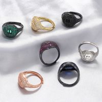 Retro Streetwear Square Copper Plating Inlay Zircon 18k Gold Plated Open Rings main image 1