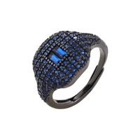 Retro Streetwear Square Copper Plating Inlay Zircon 18k Gold Plated Open Rings sku image 7