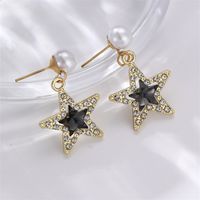 1 Pair Elegant Cute Star Heart Shape Inlay Alloy Rhinestones Drop Earrings sku image 6